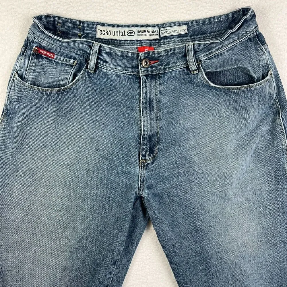 Ecko Unltd Jeans Mens Sz 36 Carpenter Wide Leg Hip Hop Baggy 90s Skater Y2K‎